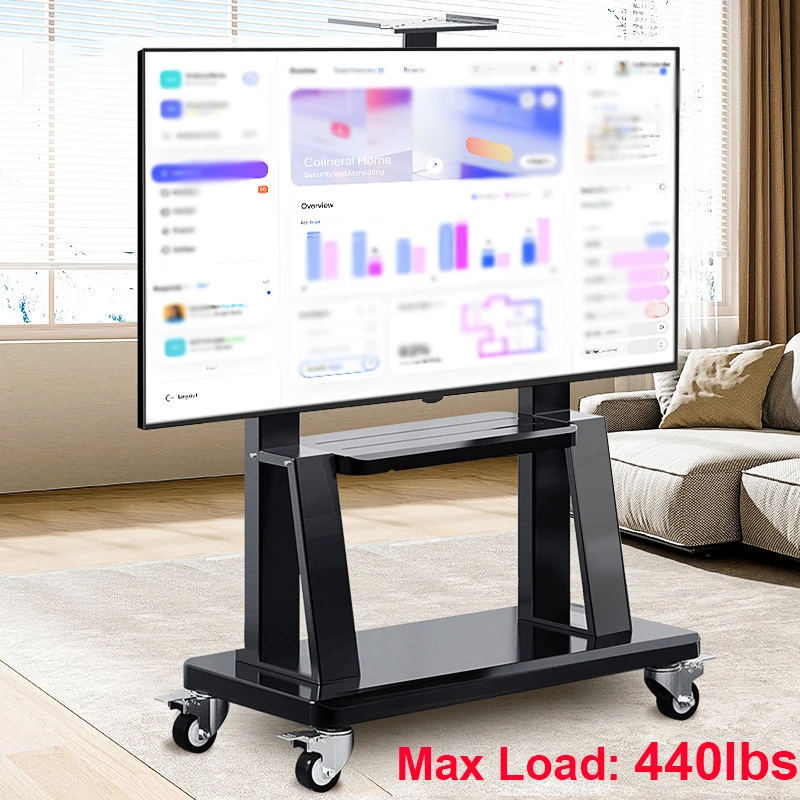 Mobile TV Cart for 55-100 Inch TVs up to 440 lbs Height Adjustable Shelf Rolling Floor Stand with Wheels Movable Portable Stand