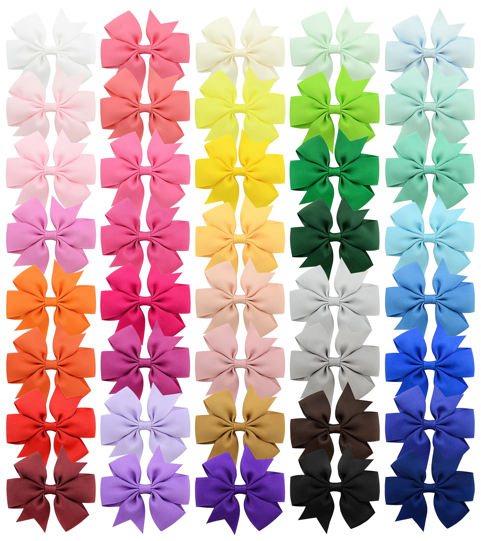 25/30/40/50/60Pcs Sweet 3\'\' Baby Girls Ribbon Bow Clips Hairpins Alligator Metal Hair Bows Clip Headwear Kids Hair Accessories