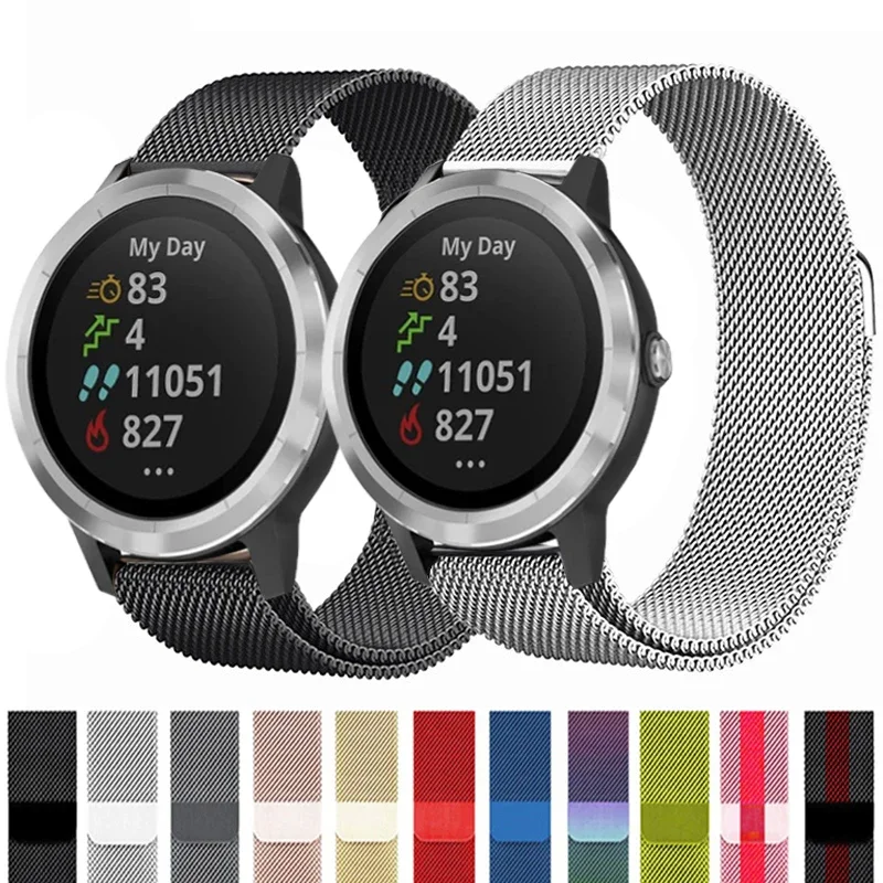 Tali Milanese untuk Garmin Forerunner 255 255S 158 55 245 645M Gelang Loop Magnetik untuk Vivomove HR Vivoactive 3 4 Venu SQ 2