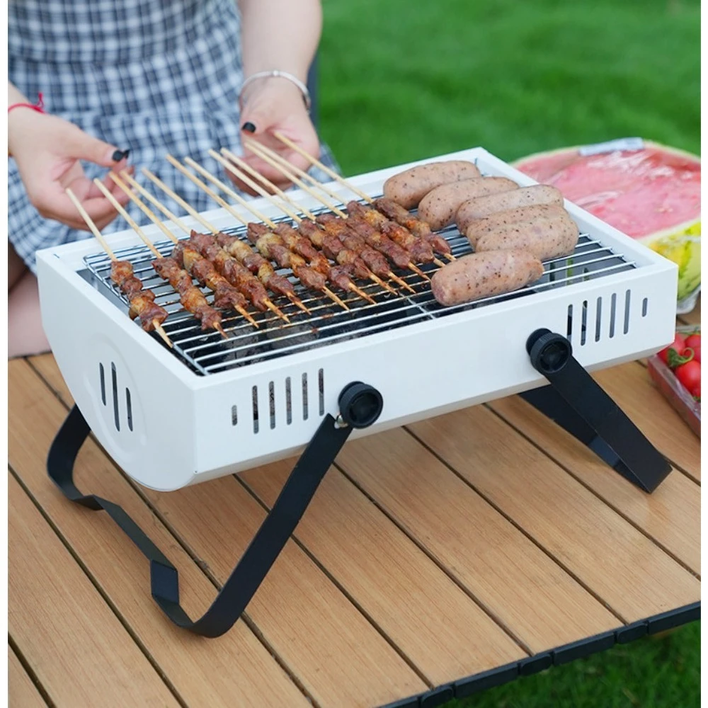 Portable Folding BBQ Grill Outdoor Camping Barbecue Stove Smokeless Charcoal Grilling Tool for Picnic Garden Party Travel
