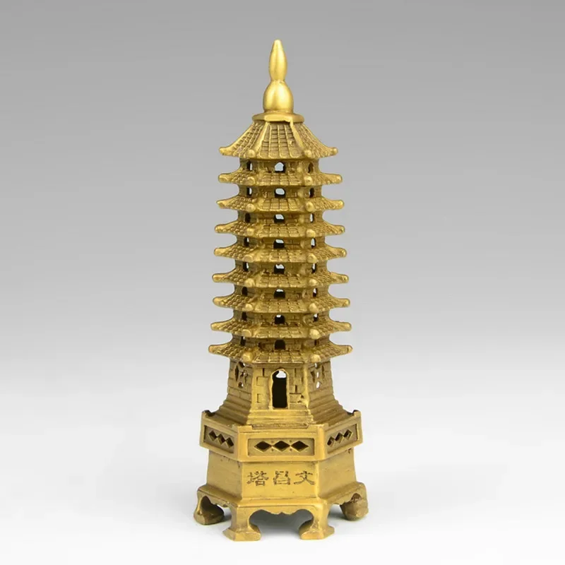 chinese tibet buddhism temple brass Wenchang Tower chedi stupa Pagoda statue home decoration metal handicraft