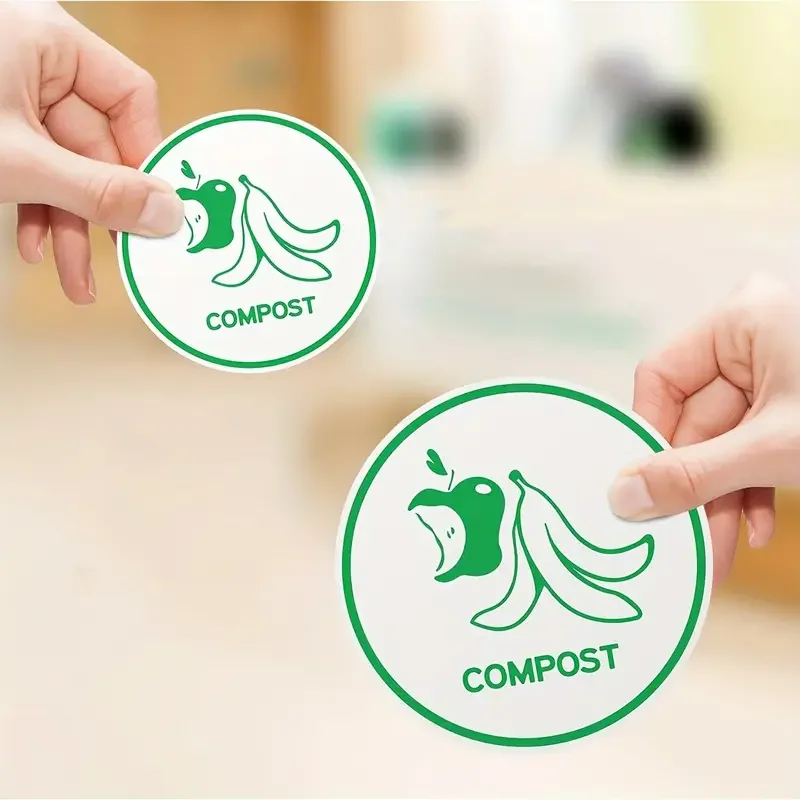 ملصق فرز إعادة التدوير بشعار ملصق إعادة تدوير صندوق السماد والزجاج والبلاستيك والألومنيوم (خمسة تصاميم واحدة من كل منها) #2