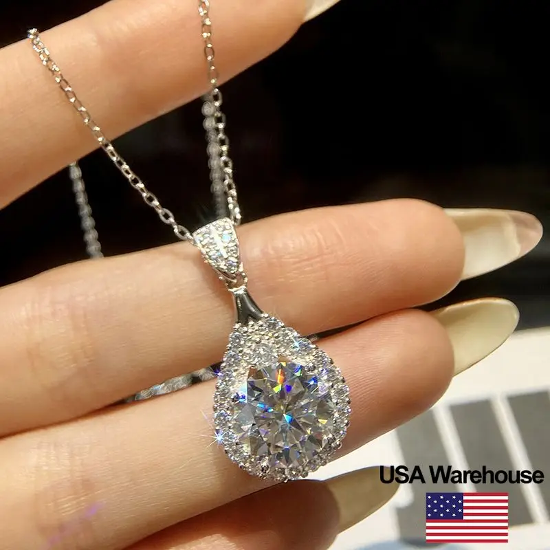 

S925 Стерлингового Серебра 5CT Муассанит Алмаз Голубиное Яйцо Капля Воды Ожерелье для Женщин Роскошные Высококачественные Роскошные Изящные Ювелирные Изделия