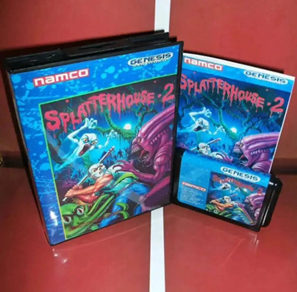 Splatterhouse 2 con caja y cartucho manual de instrucciones para tarjeta de juego Sega MD de 16 bits, sistema Megadrive Genesis