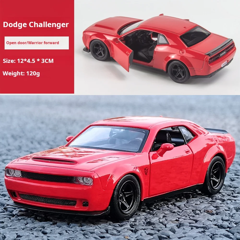 1: 36 Dodge Challenger Hellcat Toy Car for  Scale Die Cast Metel Cars Toy Pull Back Model Cars