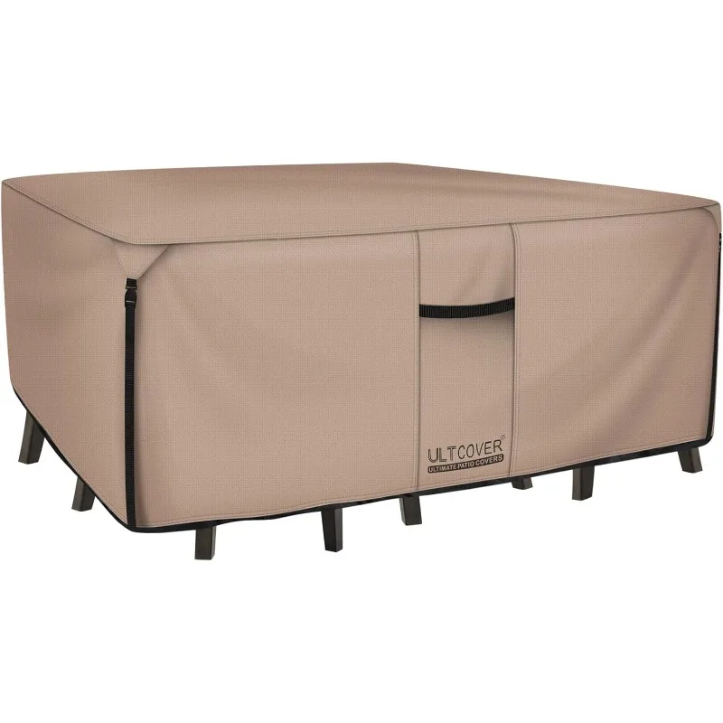 

Rectangular Patio Heavy Duty Table Cover - 600D Tough Canvas Waterproof Outdoor Dining Table and Chairs General Purpose