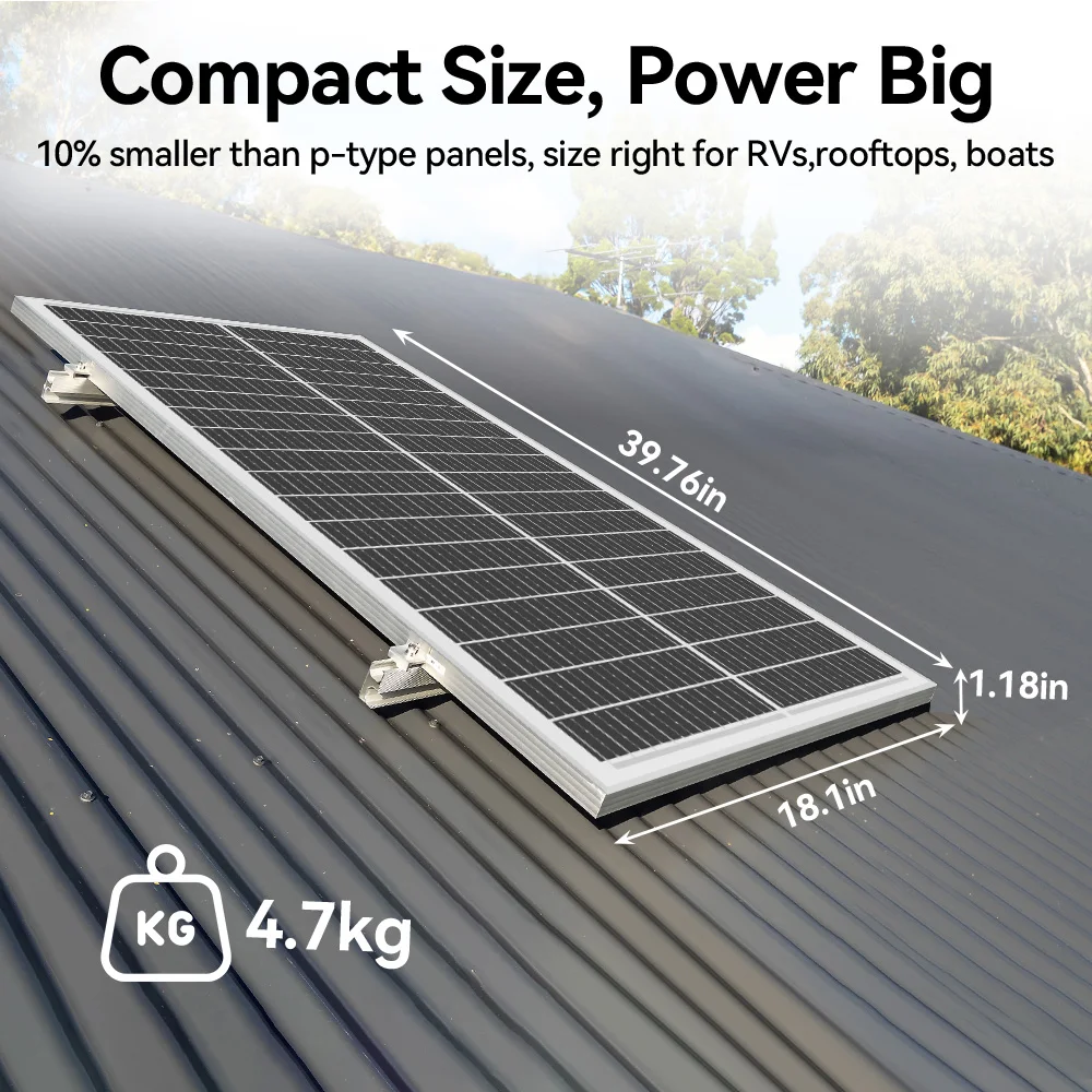 Panel słoneczny Rvpozwer 400W/200W/100W 12.8V 18BB N-Type Monokrystaliczny, o wysokiej wydajności, wodoodporny, do ogrodu, na dach, do systemów off-grid. — zdjęcie produktu 5