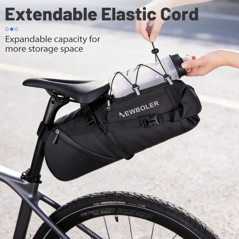 NEWBOLER 18L Fahrrad-Satteltasche, wasserdicht, für MTB, Rennrad, große Kapazität, faltbare Fahrradtasche, Hecktasche, Zubehör für den Kofferraum – Detail 9