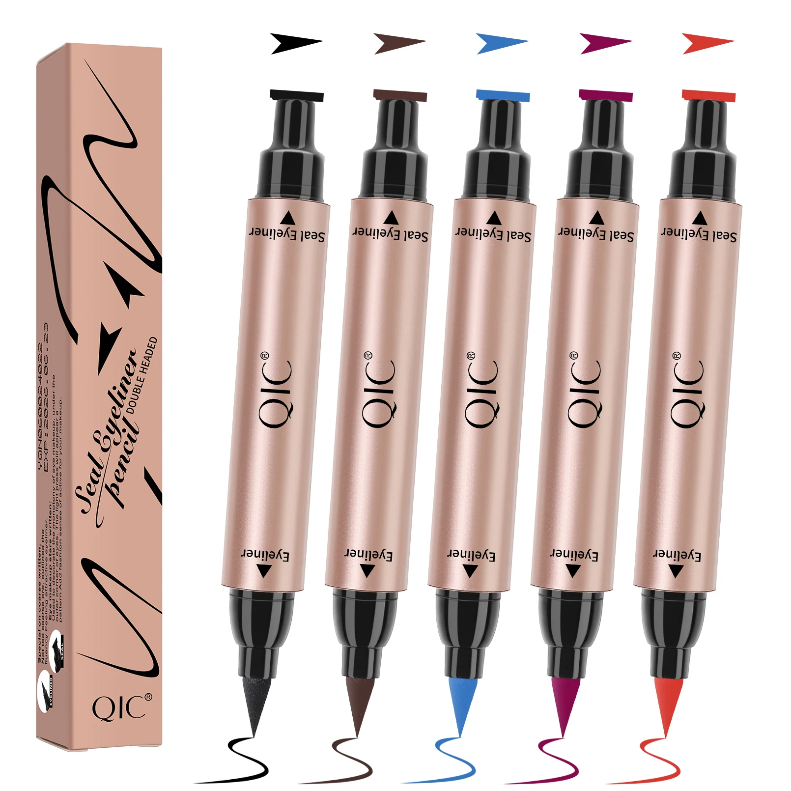 5 Colors Black Brown Purple Blue Red Cat Eye Stamp Liquid Eyeliner Colorful Set Waterproof Multicolor Smudge Proof