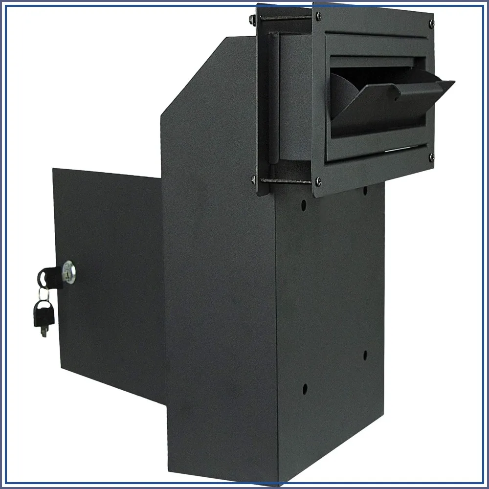 

Through the Door Locking Mailbox with Rear Access - Secure Drop Box for Mail, Rent, Deposit, Night Key