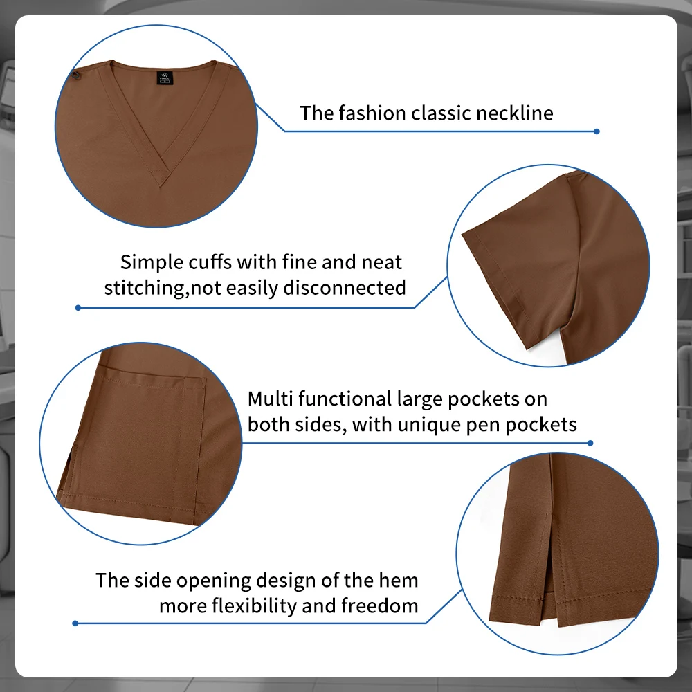 Accessori per infermiere Donna Sala operatoria Abbigliamento chirurgico Manica corta Lavoratori Tuta infermieristica Toelettatura animali Uniformi mediche Tuta da lavoro