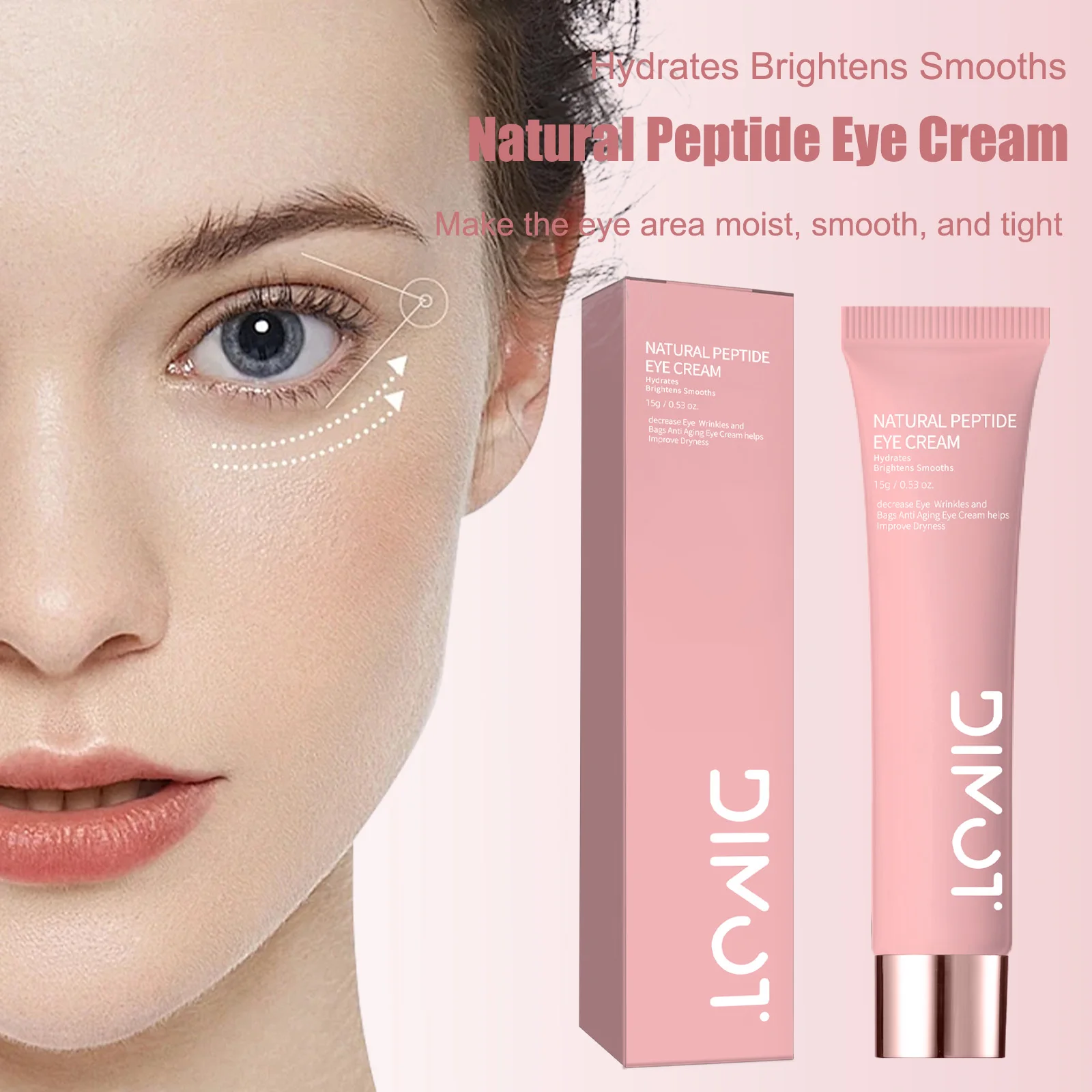 

DIMOT Natural Peptide Eye Cream 15ml - Hydrate, Brighten, Smooth & Reduce Wrinkles for All Skin Types