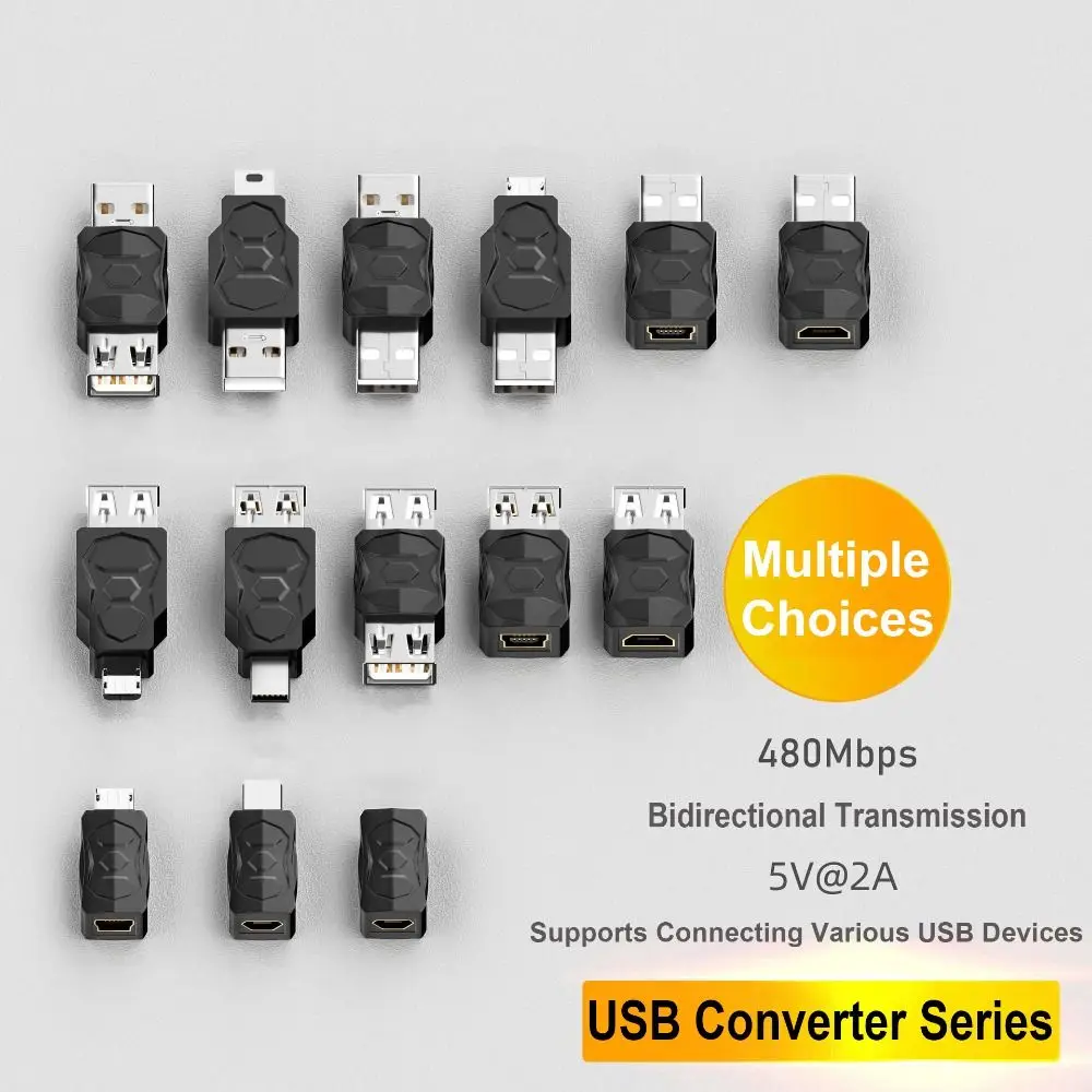 Male to Female USB-A to Micro USB Converter Bidirectional HDD U Disk Connector Laptop Mobile Phone Data Cable Extender