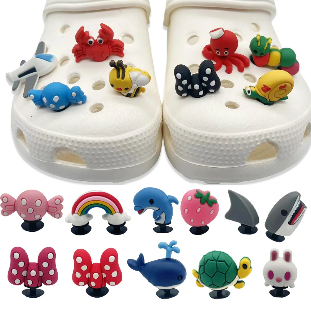 1PCS 3D Shoe Charms Cute Dinosaur Duck Bunny Croc Jeans Shoe Decoration Kawaii Frogs Bees Garden Sandal Accessories Kids Gift