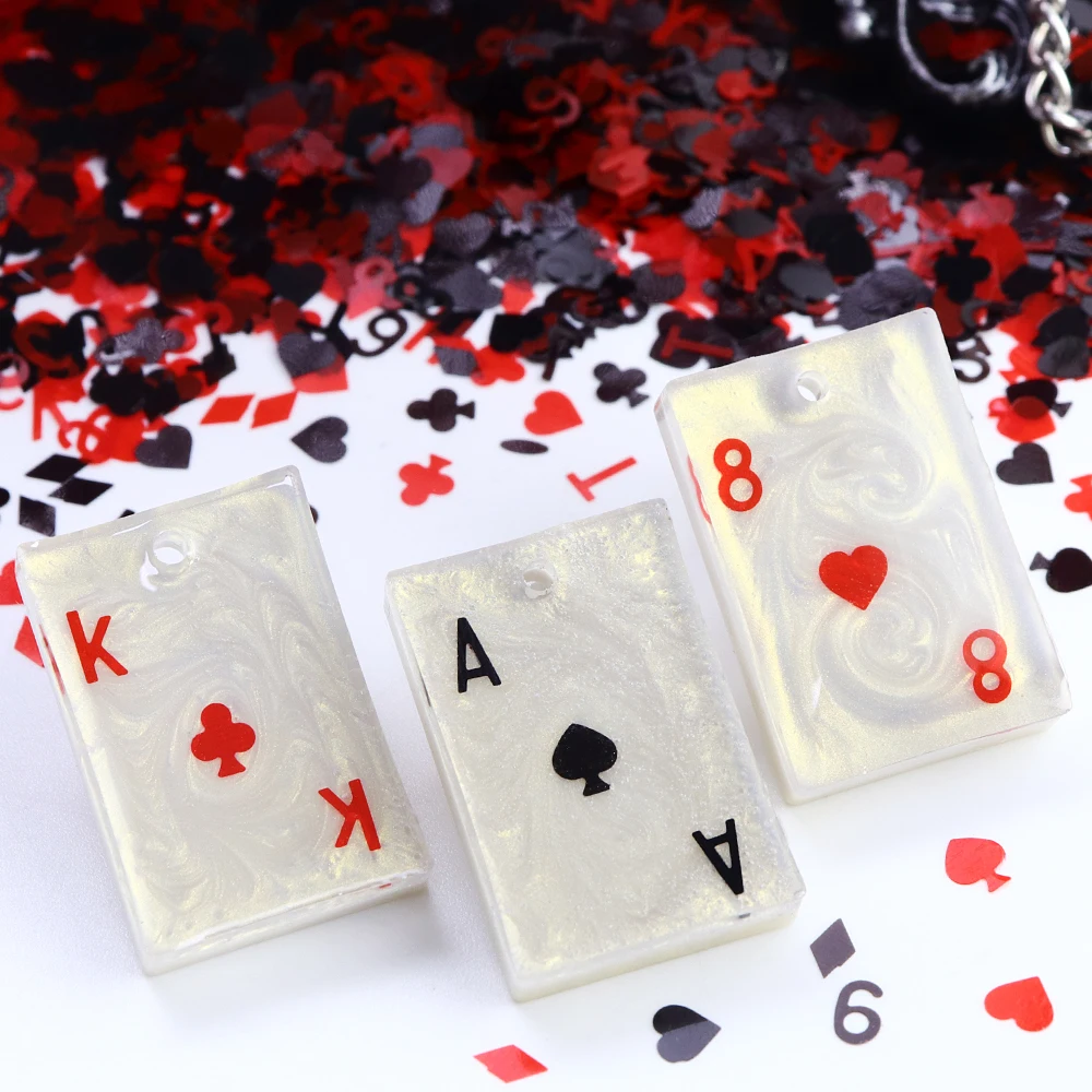 10g Playing Card Sequin Resin Filling Glitter Paillette Poker Spades Design Keychain Pendant DIY Accessories Resin Shaker Filler