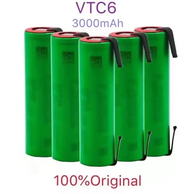 C6 3.7V 3000mAh 18650 Li-ion Rechargeable Battery 18650 VTC6 batteries + DIY Nickel Sheets