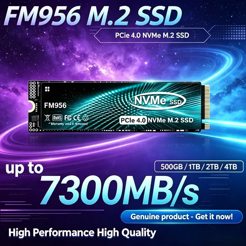 Original FM956 M.2 2280 NVMe SSD 500GB/1TB/2TB/4TB, PCIe 4.0, 7300MB/s Seq Read, Internal Storage for PS5 & Desktop PCs.