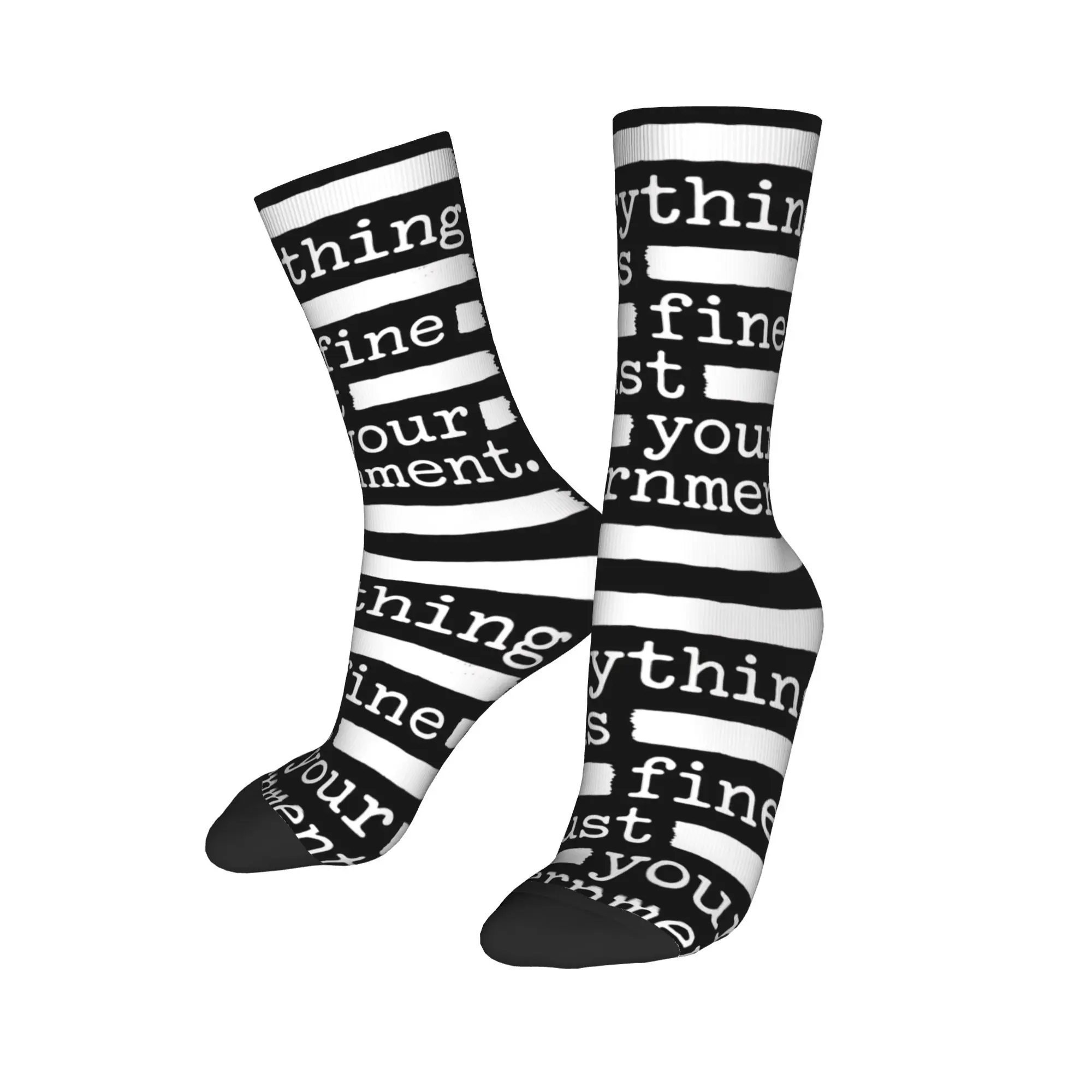 

Cool Funny Sayings Everything Is Fine Trust Your Government Skateboard Socks Polyester Crew Socks for Women Men Non-slip,