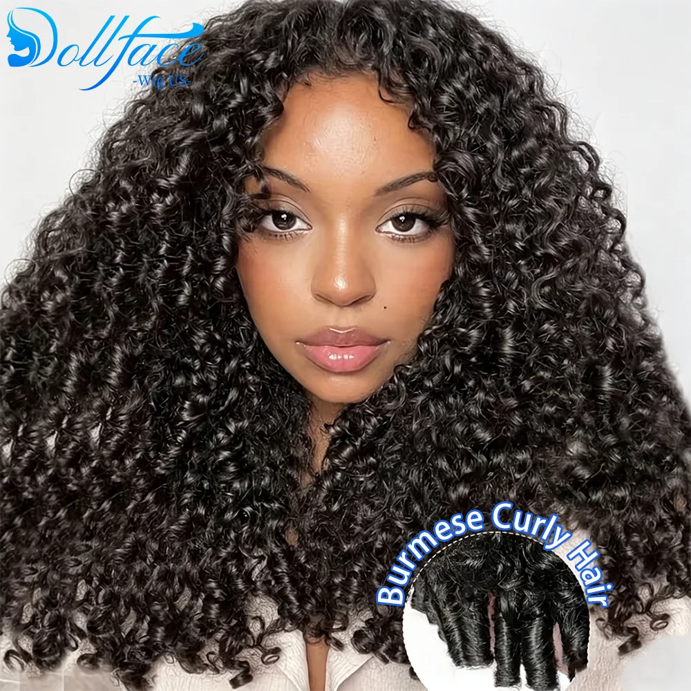 Perruque en cheveux humains bouclés birmans à 240 % de densité, demi-perruque sans colle 3-en-1, perruques bouclées avec pointes en spirale, perruque brésilienne pour femmes noires