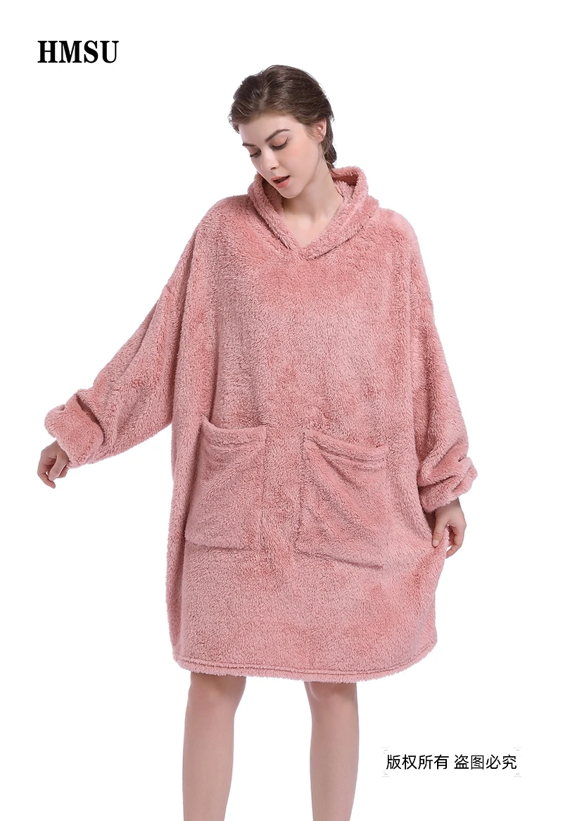 Blanket with Sleeves Women Oversized Winter Hoodie Fleece Warm Hoodies Sweatshirts Giant TV Blanket Women Hoody Robe Couple Men