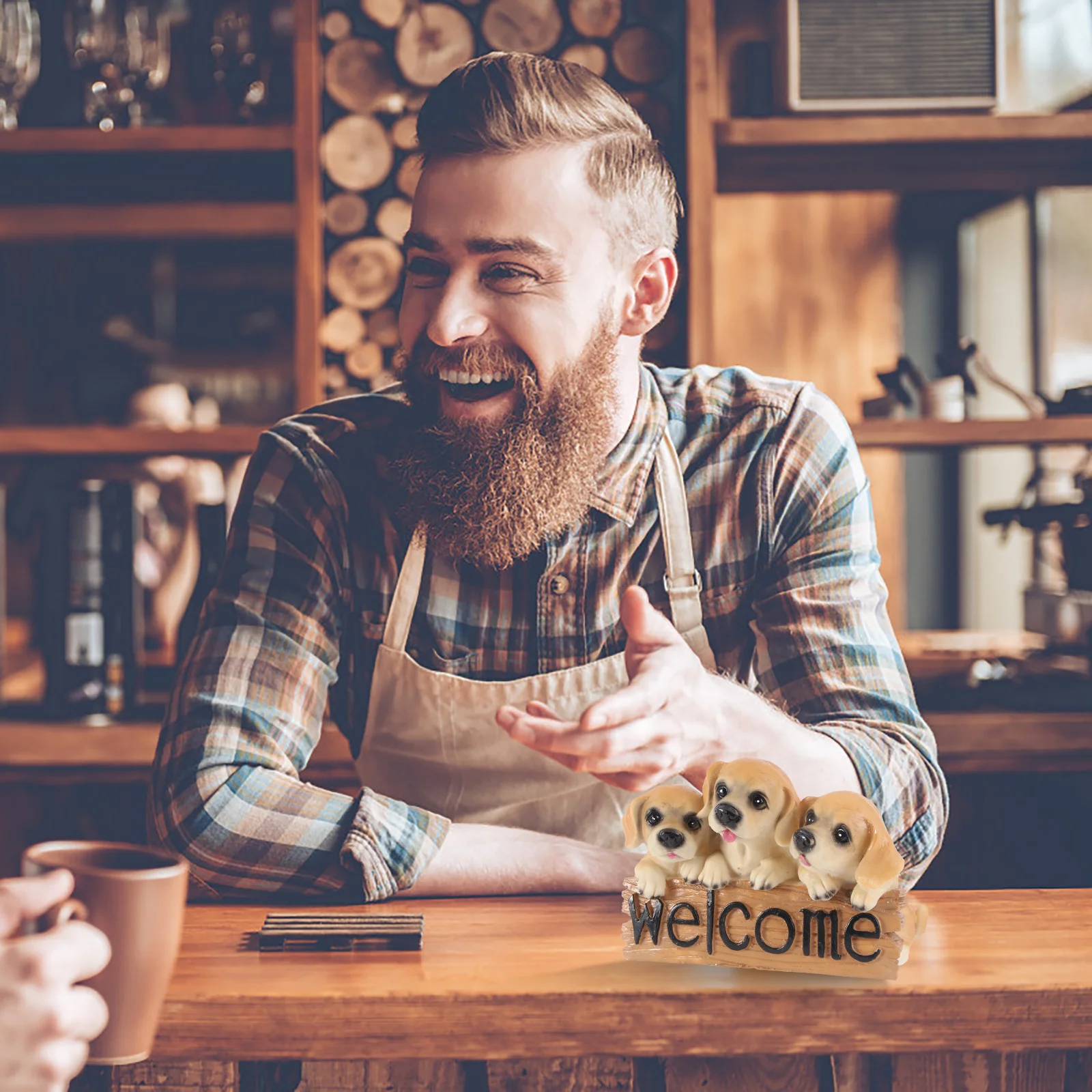 

1pc Realistic Puppy Figurine 22x11.5x15cm Resin Dog Statue for Garden Table Desktop Adornment Mini Ornament Gift Household Decor