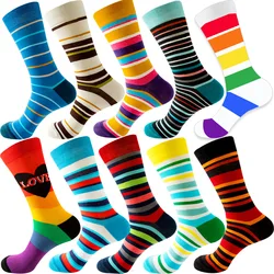 New High Quality Combed Cotton Socks classic striped Long Tube socks Happy Men Socks Novelty Skateboard Crew street Socks