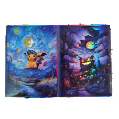 50pcs/set Pokemon Card Sleeve PTCG Van Gogh Pikachu Genghis Ghost Laser Deck Set Anime Peripheral Game Holiday Gift 66*91mm