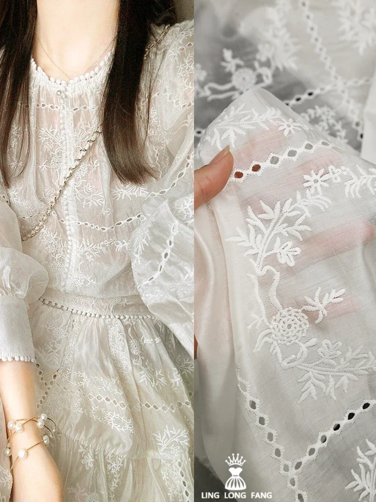 

Вышитая ткань на весну и лето, тонкие полые вышитые платья, ткань для одежды, ткань для шитья своими руками, материал по метрам