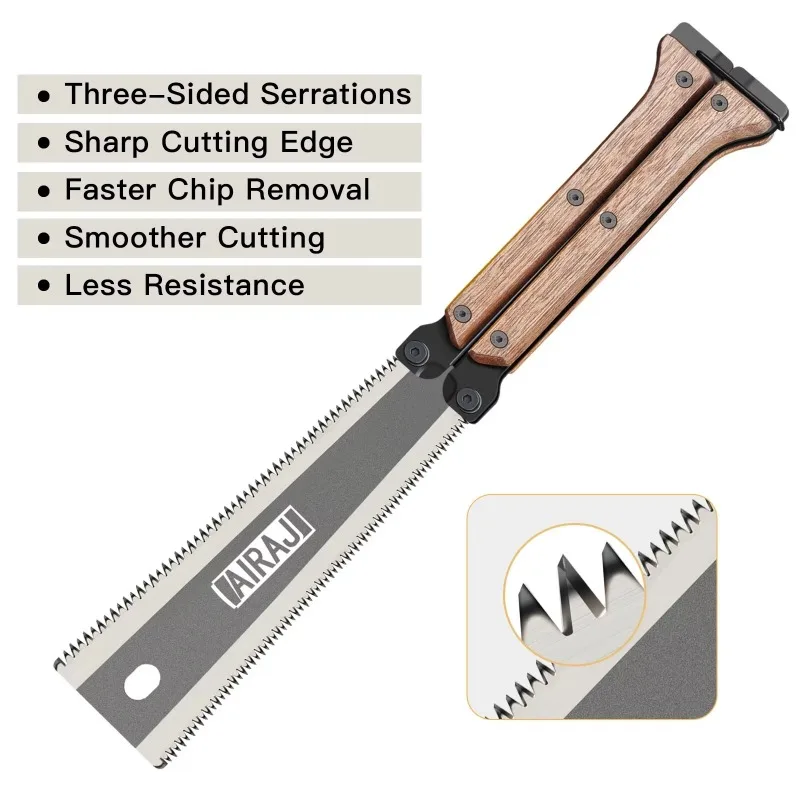 AIRAJ Folding Saw SK5 Steel Pocket Garden Saw Japanese Saw, Flush Cut Trim Saw For Woodworking