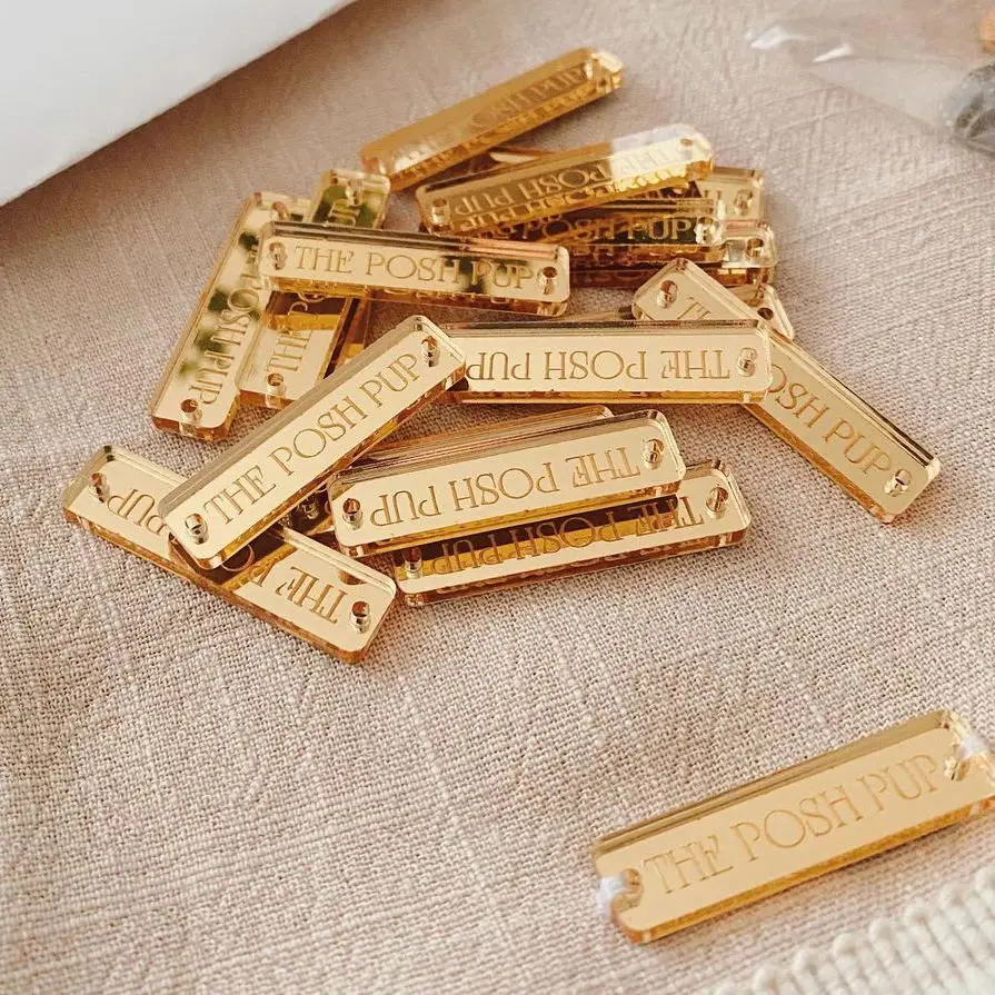 50*Personalized Name Gold/Silver Acrylic Wedding Party Decorations Baby Shower Gift Tags Clothing Labels Trademarks Custom Logos