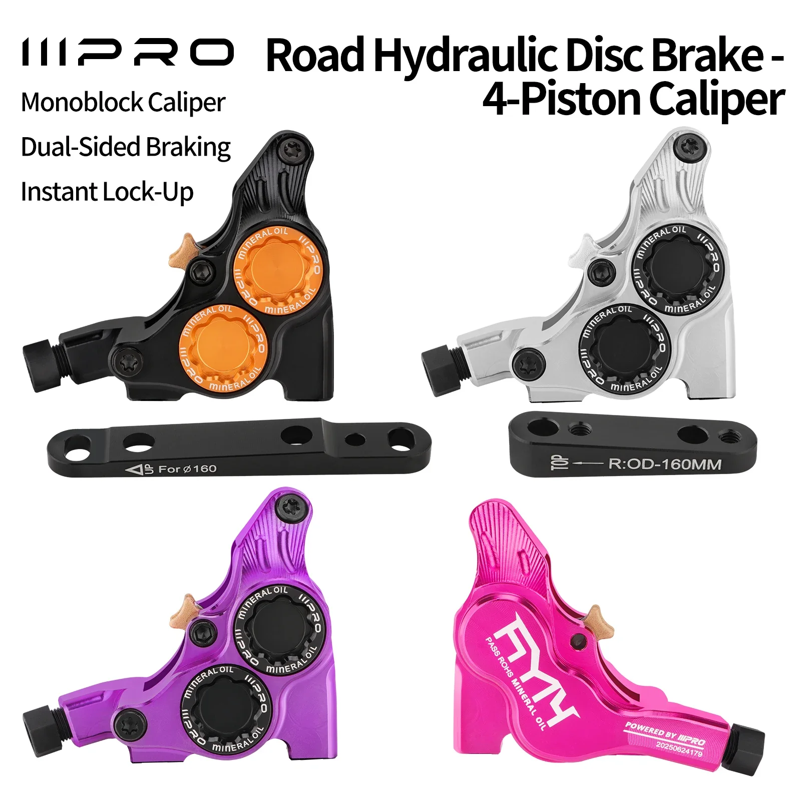 

IIIPRO FM4 4 pistons Road bike brake calipers High strength Aluminum alloy CNC precision processing For repair and replacement