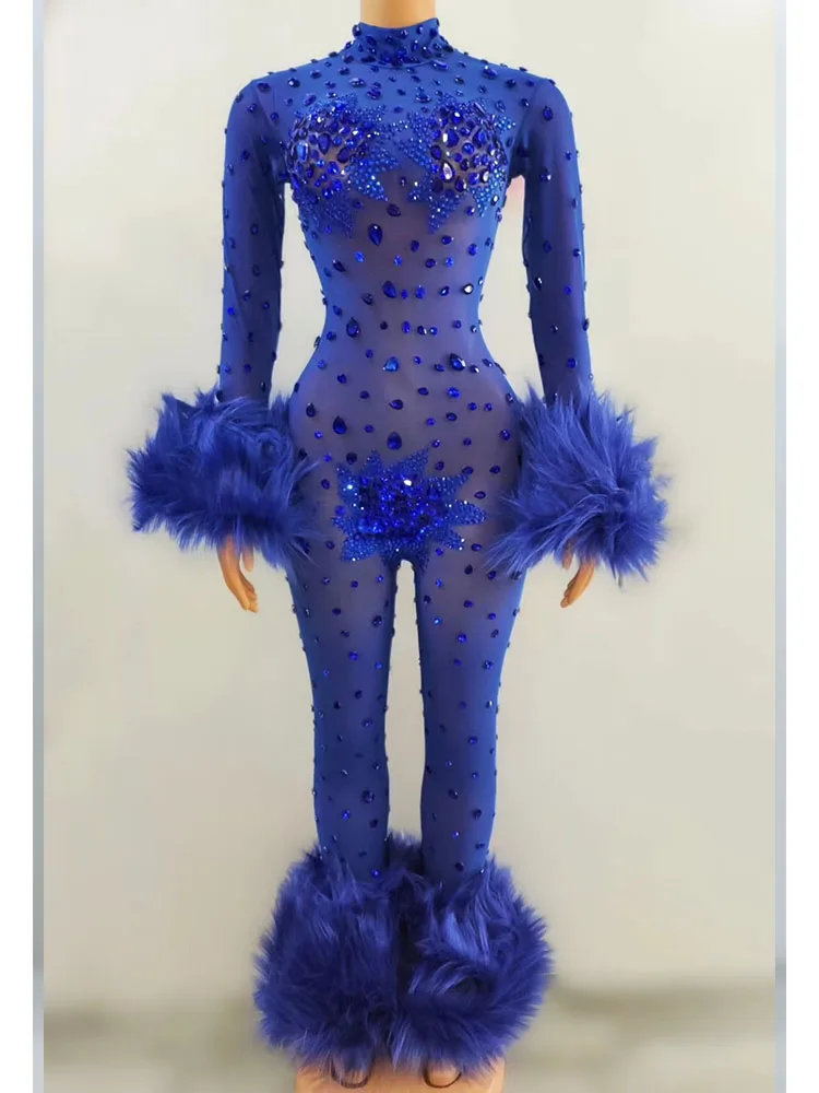 Wysokiej jakości pluszowy kombinezon z kryształkami 2024, nowa moda, niestandardowa odzież damska