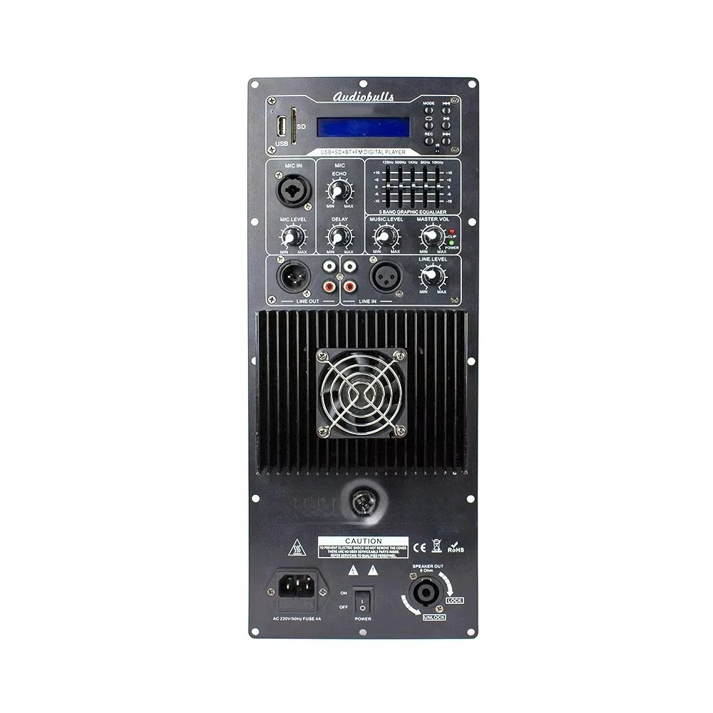 Pro Audio 200W Professional Class AB Amplifier Module 15AQX Active Speaker with Wireless Microphone Interface for Home Use