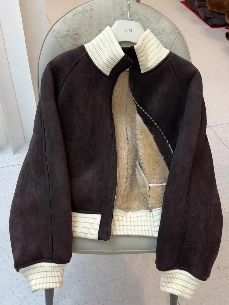 

Куртка женская зимняя из овчины с подкладкой из искусственного меха, утепленная, большого размера, для полных женщин, из высококачественной антивозрастной кожи с мехом внутри