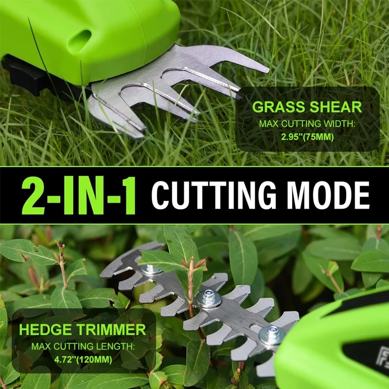 

Аккумуляторный электрический кусторез 2-в-1 с литий-ионным аккумулятором, для обрезки живой изгороди одной рукой