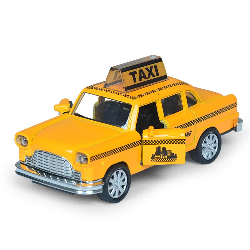 1:36 Simulation Retro Taxi Classics Alloy Cars Toy Diecasts Vehicles Metal Model Car Decoration Sound Light Toys For Children