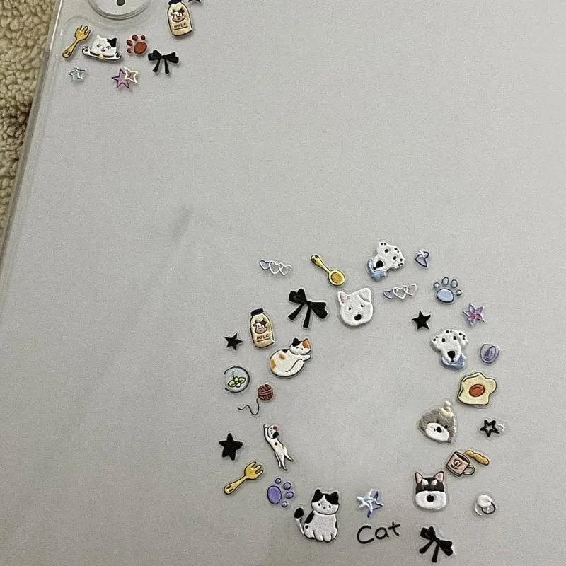 

1pc New Soft Cute 3D Embossed Dog Cat Stickers INS Aesthetic Student Stationery DIY Notebook Journal Supplies