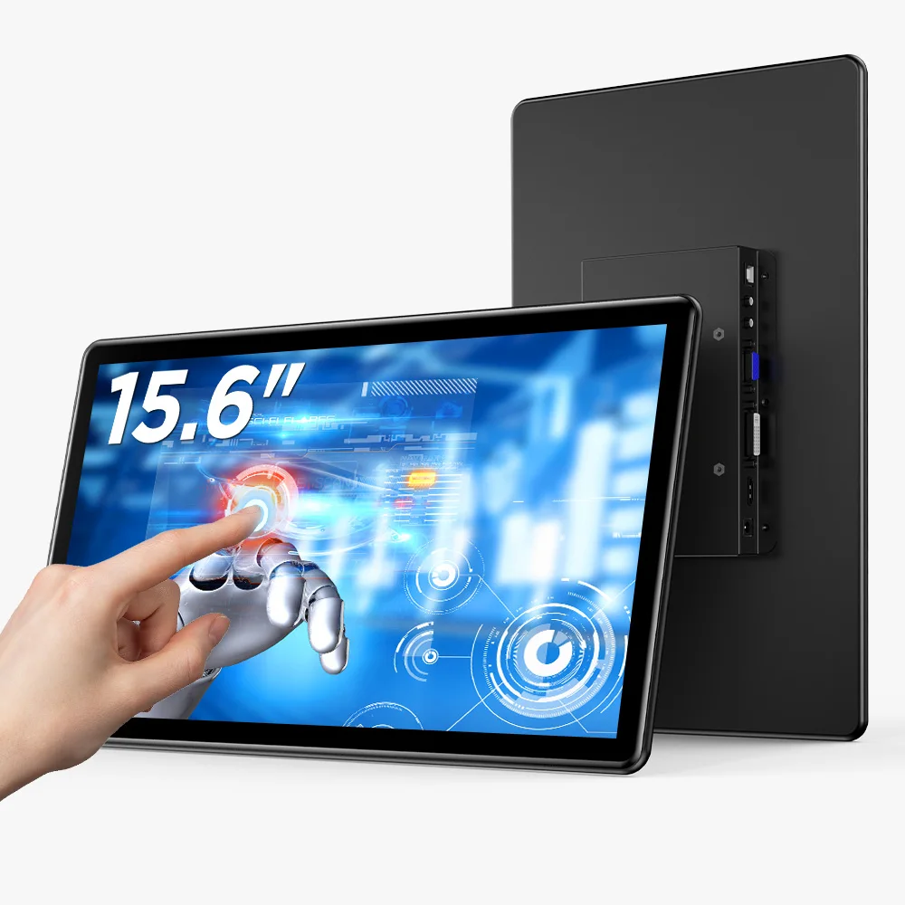 UPERFECT 15.6 Portable Monitor Touch Screen with 2000:1 Full HD Screen Integrated Stand & DVI VGA HDMI USB C External Dispaly