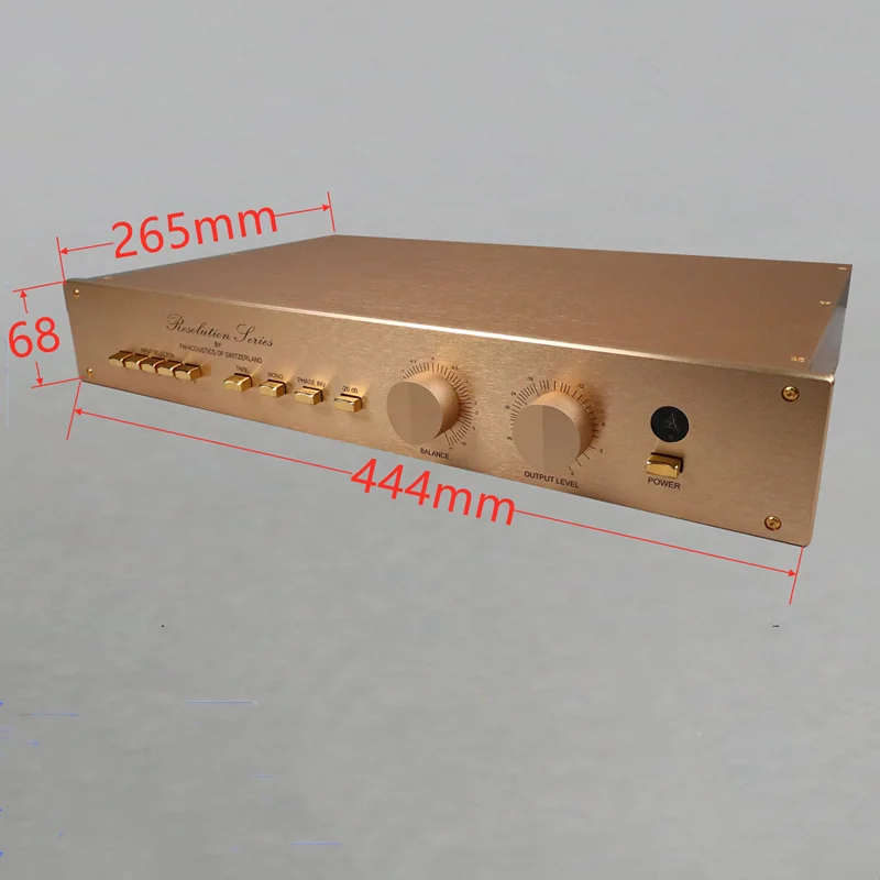 

FM255 Width 444mm Height 68mm Depth 265mm Gold All Aluminum Amplifier Chassis Preamplifier Shell Enclosure / Case / DIY Box