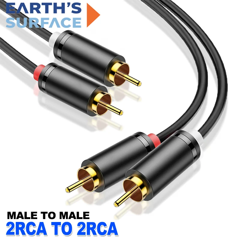 المزدوج كابل RCA HIFI ستيريو 2 RCA إلى 2 RCA ذكر إلى ذكر Aux سلك الصوت ل HDTV المسرح المنزلي DVD مكبر للصوت RCA كابلات مطلية بالذهب