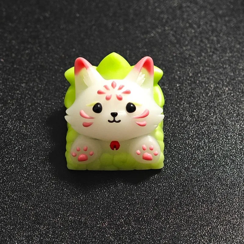 MiFuny Custom Fox Keycaps 3D Resin Artisan Keycap DIY Handmade Cute Keyboard Cap for Mechanical Keyboard Gaming Accessories Gift