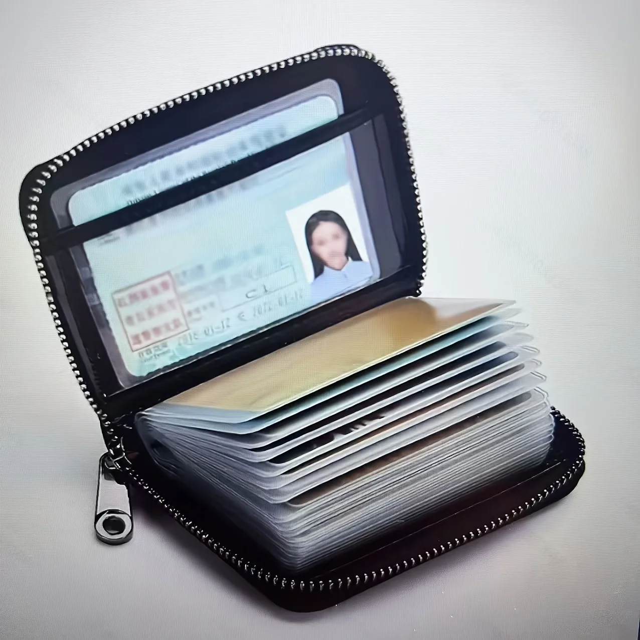 1 Stück ultradünne RFID-Diebstahlschutz-Reißverschluss-Geldbörse, minimalistischer schwarzer multifunktionaler Organizer für Karten und Bargeld, robustes Schnallendesign