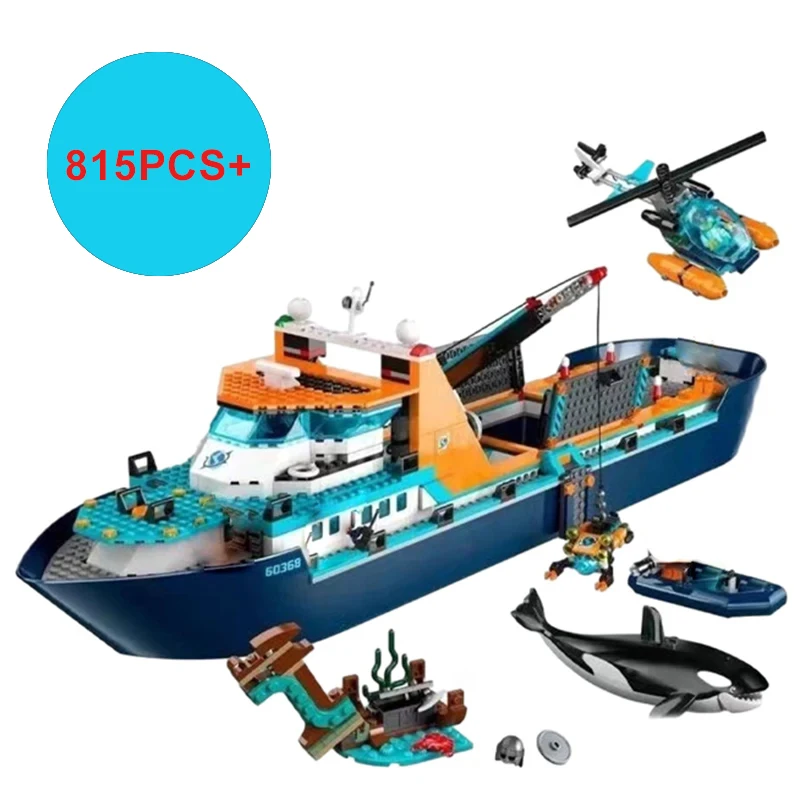 Creative City Series Marine Research Vessel Arctic Research Ship Building Blocks Model MOC Assemble Bricks Toys For Kids Gifts