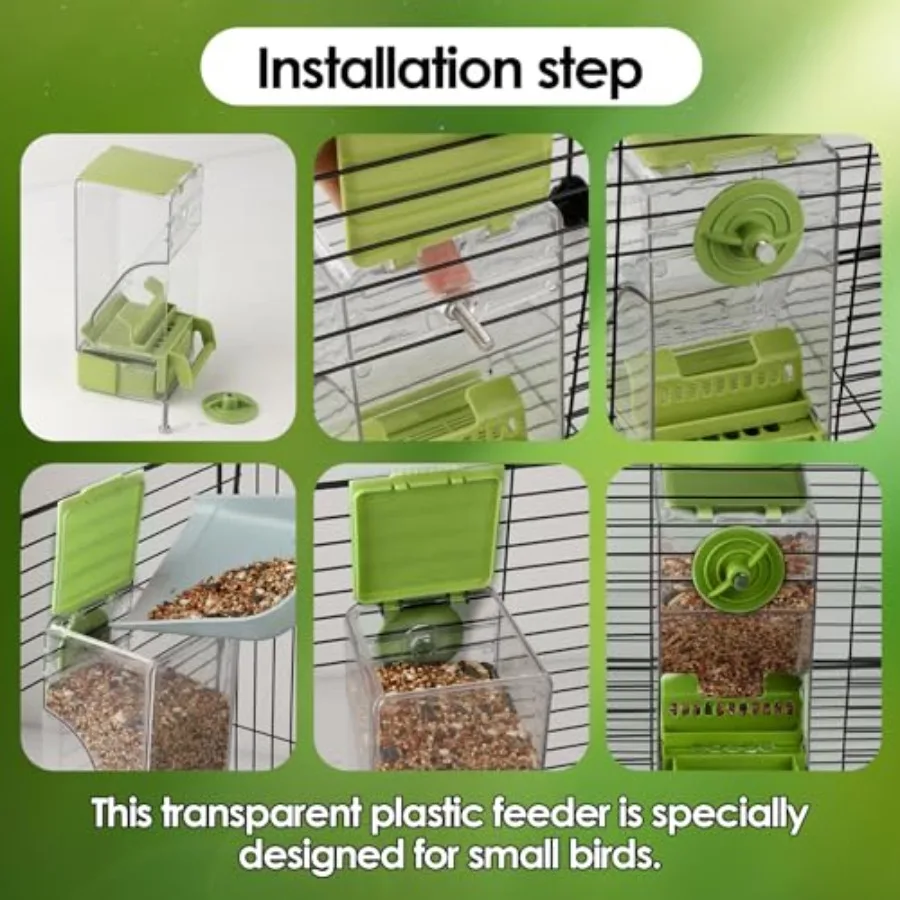 【Spot goods】Bird Feeder No Mess 2PCS Automatic Clear Bird Seed Food Container Acrylic Parrot Feeder Dispenser Cage Accessories view 5