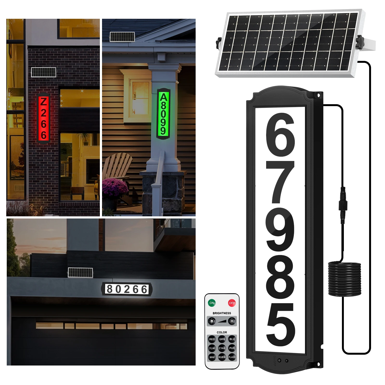 Solar House Number Light Outdoor Waterproof LED Address Sign Lamp Wireless Sunpower Garden Door Decorative Plaque Wall Light