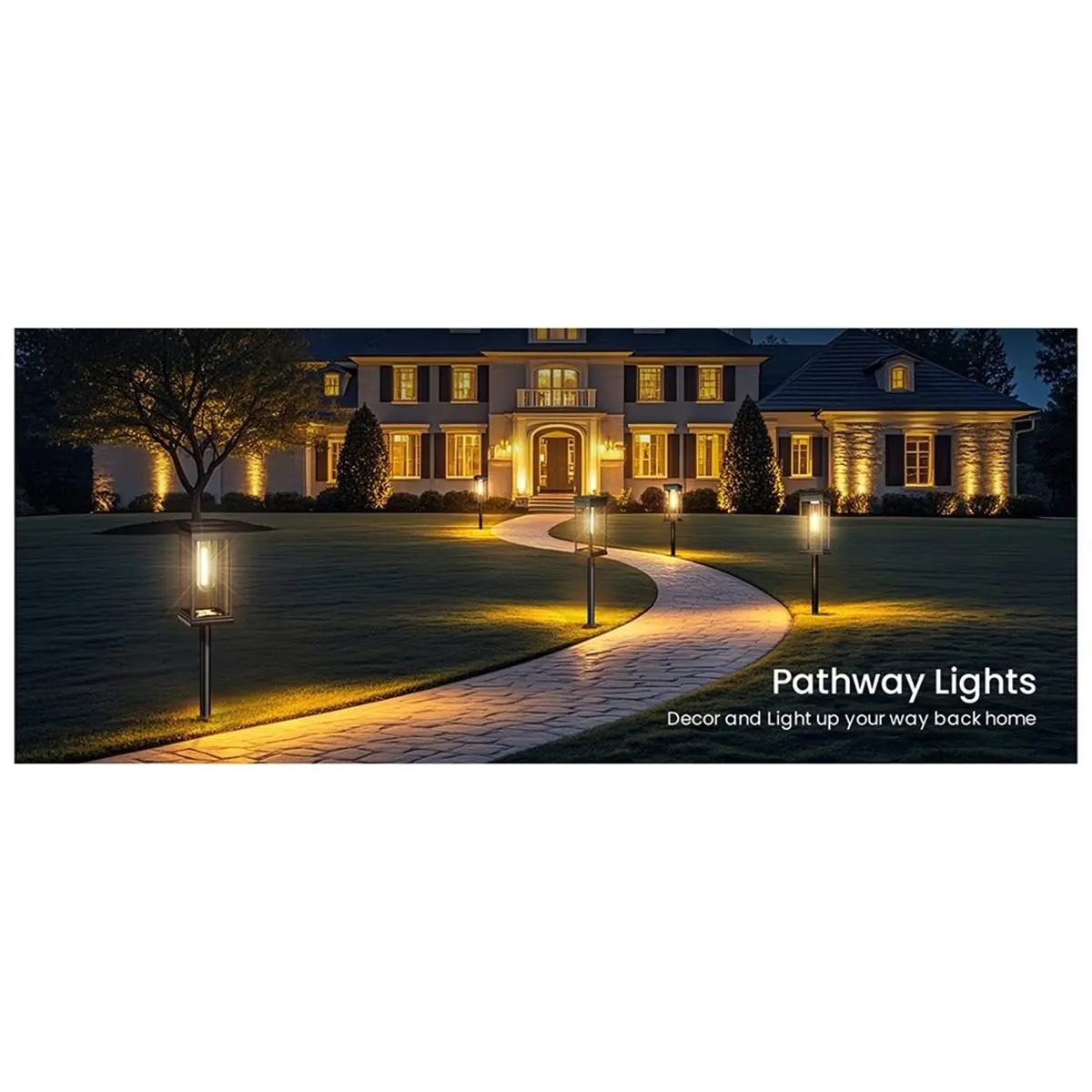 Nices 6 Pack Square Solar Pathway Lights Outdoor Warm White LED Auto on/Off IP65 Waterproof for Walkway Garden Driveway Decor
