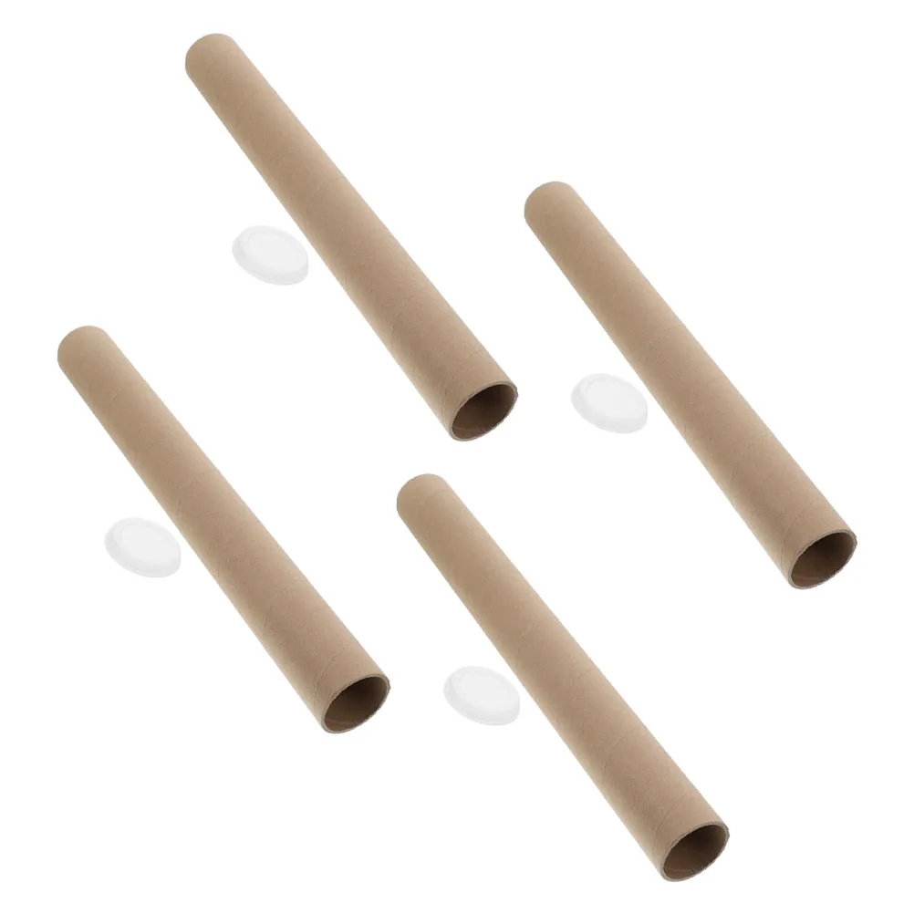 

4pcs Kraft Paper Mailing Tube Heavy-duty Cardboard Storage Transport Tubes for Posters Artwork Documents Long Secure Protective