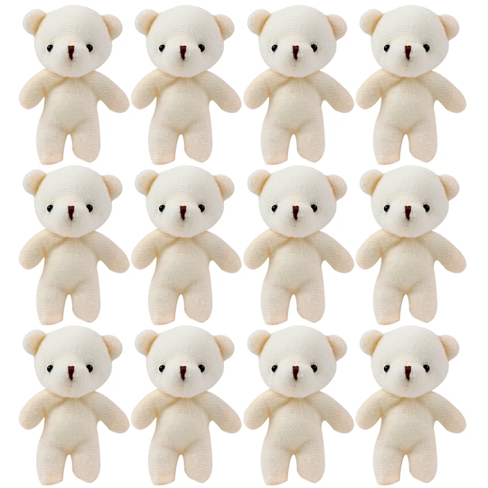 

12 Pcs Bear Pendant Decor Hanging Tiny Bears Keychain Plush Toys Ring Charm Bag Girl -function Figurines