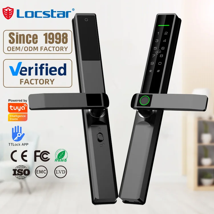 New Design Wifi Tuya App Remote Control Electric Digital Fingerprint Slim Smart Locks For Front Door For Home