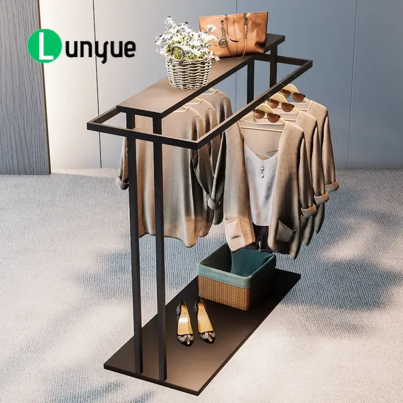 Double Row Floor Clothing Display Rack Parallel Bar Hanger for Women Men Kids Garment Store Shop Fixture Heavy Duty Metal